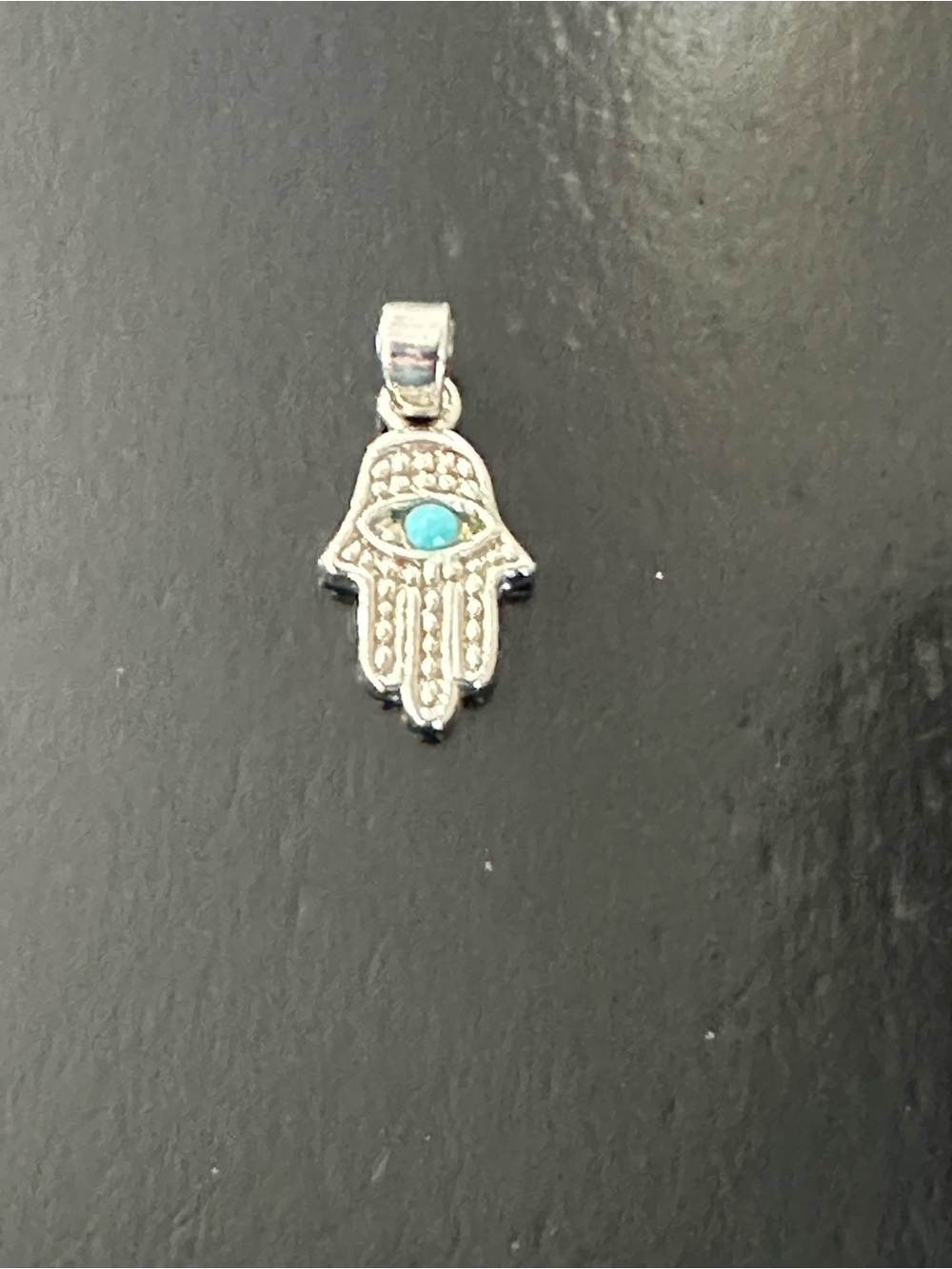 925 Sterling Silver Mini Hamsa Pendant – Turquoise Evil Eye Protection Charm